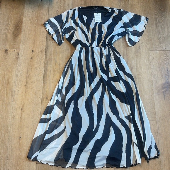 NWT new. fashion szn plus size zebra mesh maxi dress size 14 - Picture 2 of 7
